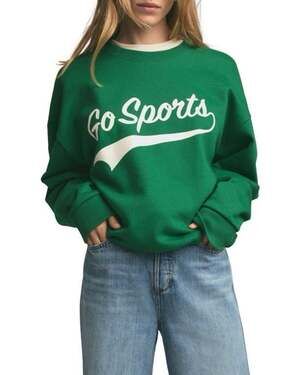 Favorite Daughter Green Go Sports Crewneck Sweatshirt Cotton Blend Size X Small